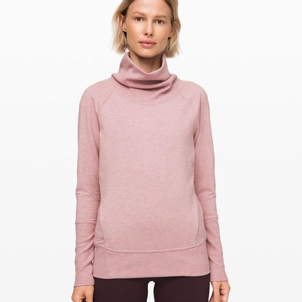 Lululemon High Lines Pullover pink cowl neck long sleeve size 4